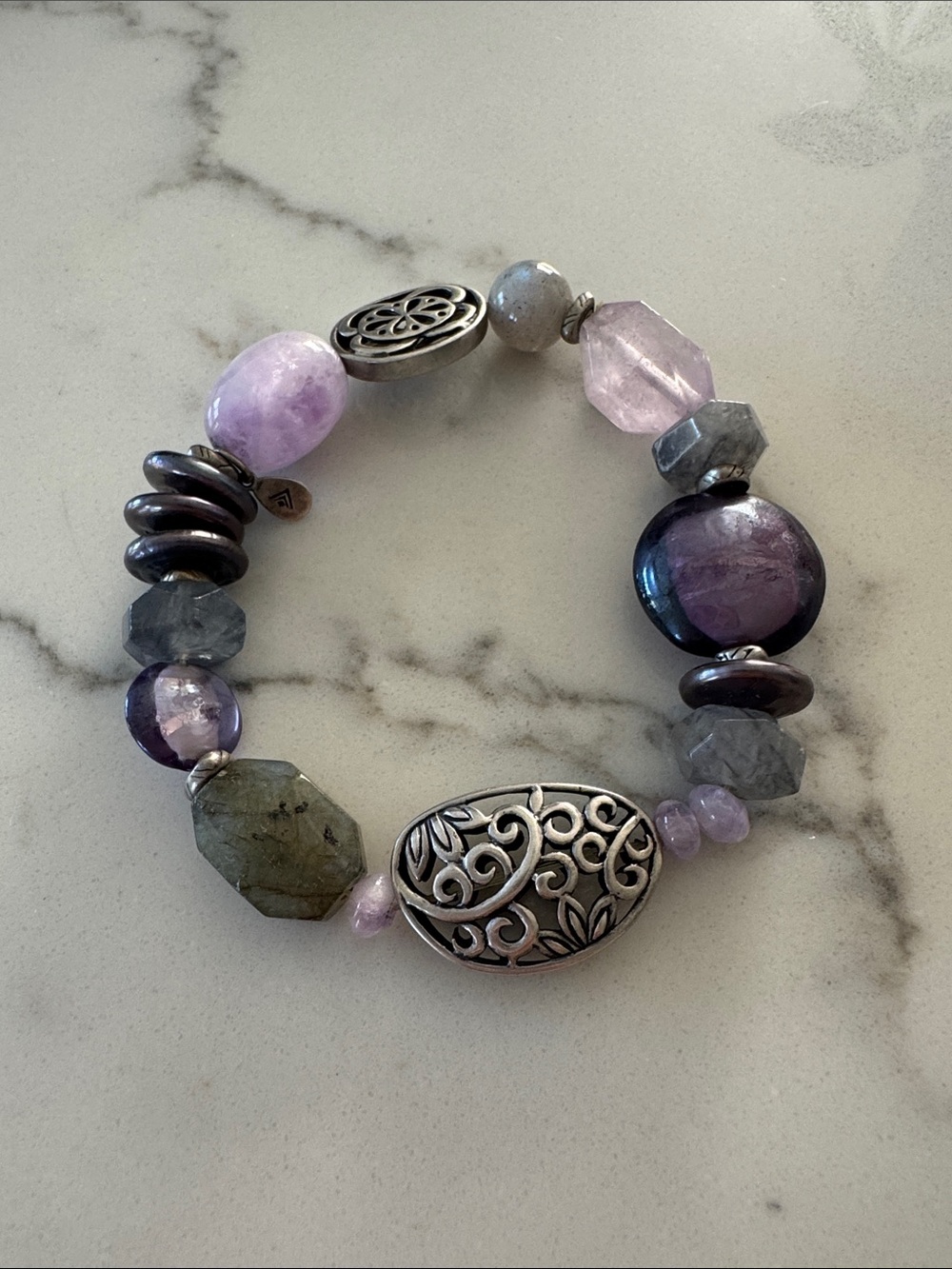 SILPADA - B2085 - Canyon Stretch Bracelet amethyst sterling silver Retired 7.45"